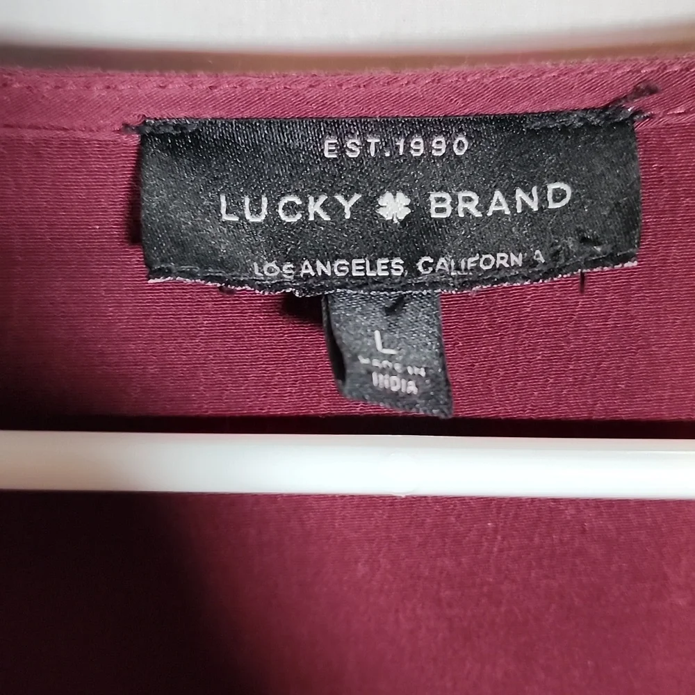 Lucky Brand Burgundy Wrap Dress Size L - Picture 4 of 5